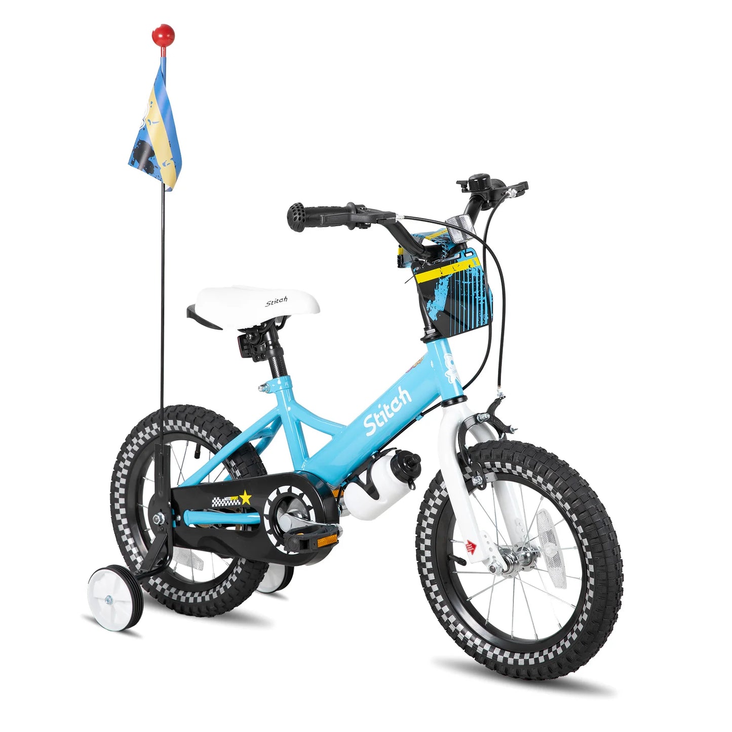 JOYSTAR Little Daisy Kids Bike for Boys Ages 2-7 Years, 12 14 16 InchBoys Bike with Flag & Number Plate