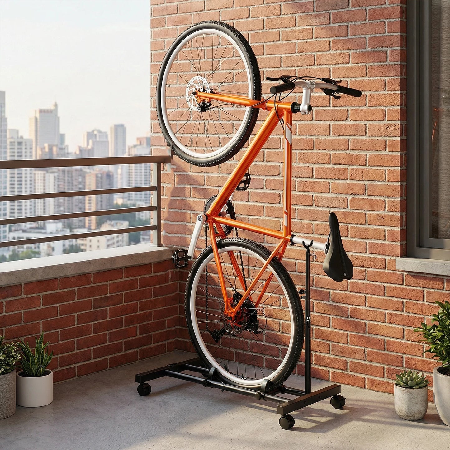 Upright Bike Storage Rack Space-Saving Freestanding Indoor Bikes Holder Upright Bicycle Floor Stands for Mountain And Road Bikes