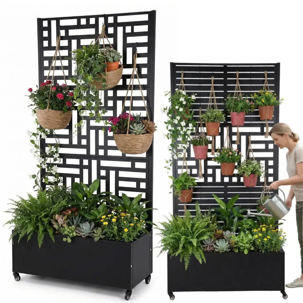 Plant Box with Metal Trellis Outdoor Raised Planter Box Privacy Screen Raised Garden Bed Privacy Planters for Patio Planter Box