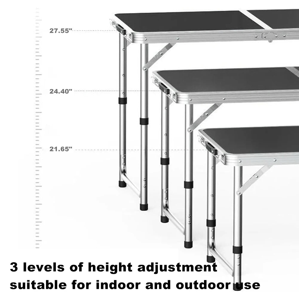 Lightweight Folding Table Portable Picnic Table with Carry Handle Folding Aluminum Camp Table for Outdoor Picnic Camping Fishing