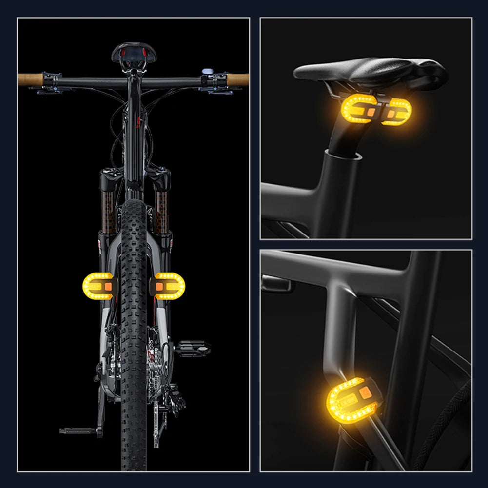 Bicycle Turn Signal Light Wireless Remote Control Bike Tail Light USB Rechargeable Warning Cycling Light for Night Riding