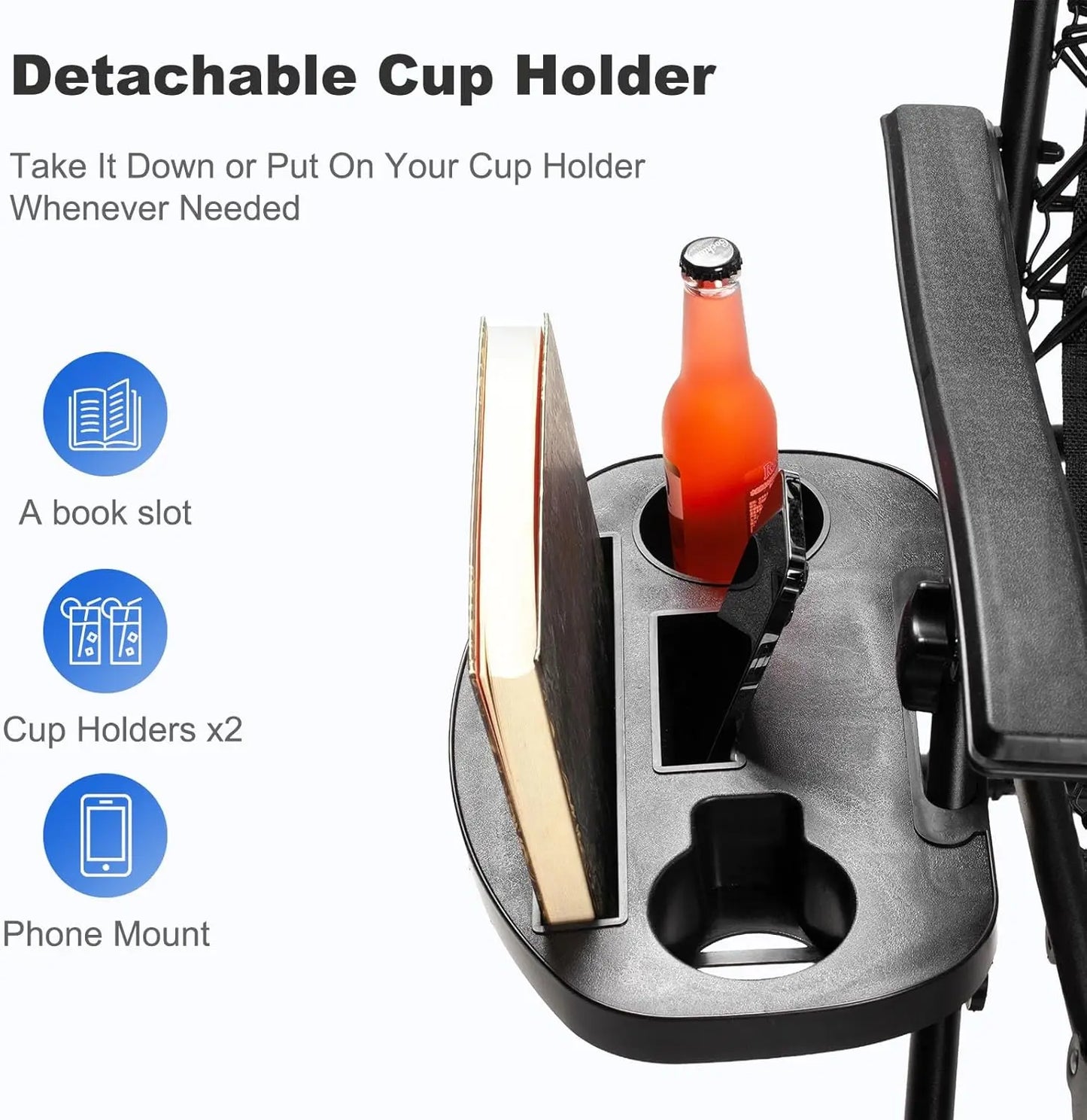 Set of 2 Relaxing Recliners Patio Chairs Adjustable Steel Mesh Zero Gravity Lounge Chair Beach Chairs with Pillow and Cup Holder