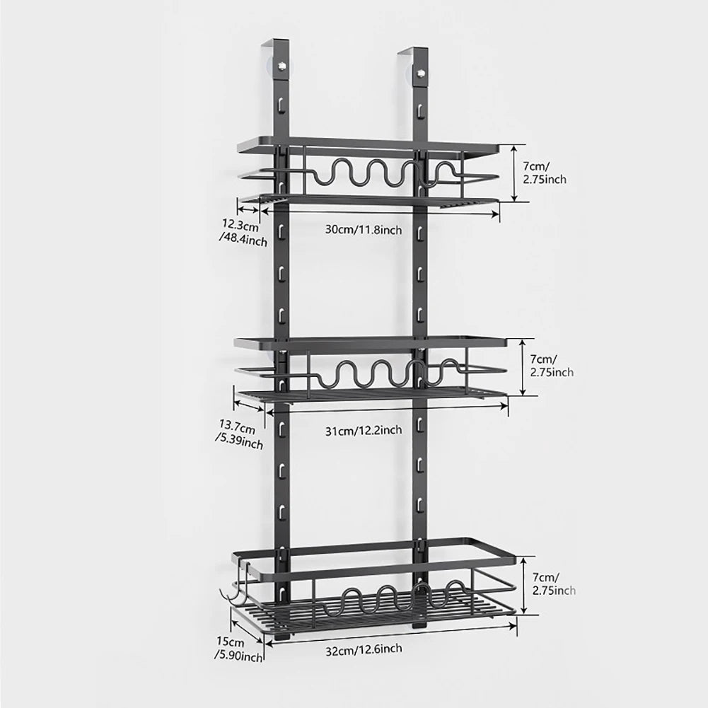 Over The Door Pantry Organizer, Pantry Door Organizer Shelves, Metal Hanging Spice Rack, Multi-Tier Over The Door Organizer